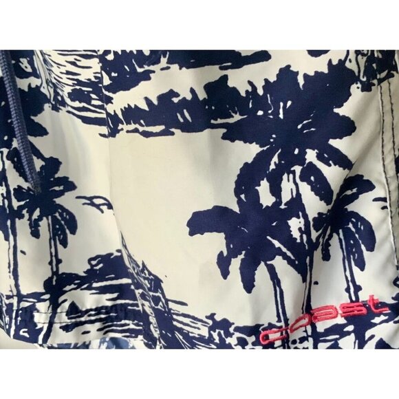 Coast Swim Trunks Blue White Tropical Print Elastic Waistband Mesh Lining Men XL - Picture 6 of 8